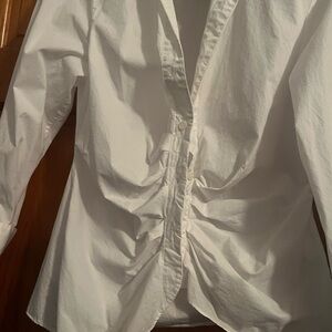 Elegant White Ruched Blouse